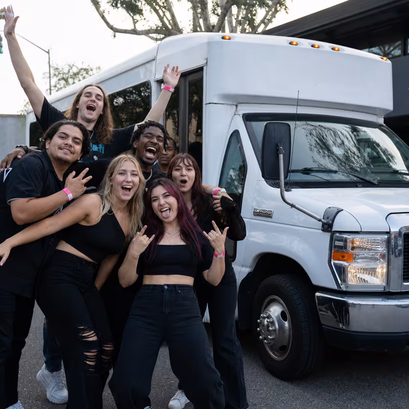 Black Mercedes Sprinter van staged for an Dallas Concert Transportation group