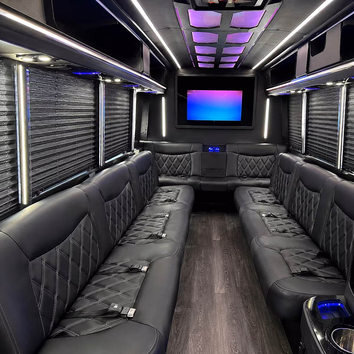 Dallas Birthday, Sweet 16, & Quinceañera Transportation party bus interior