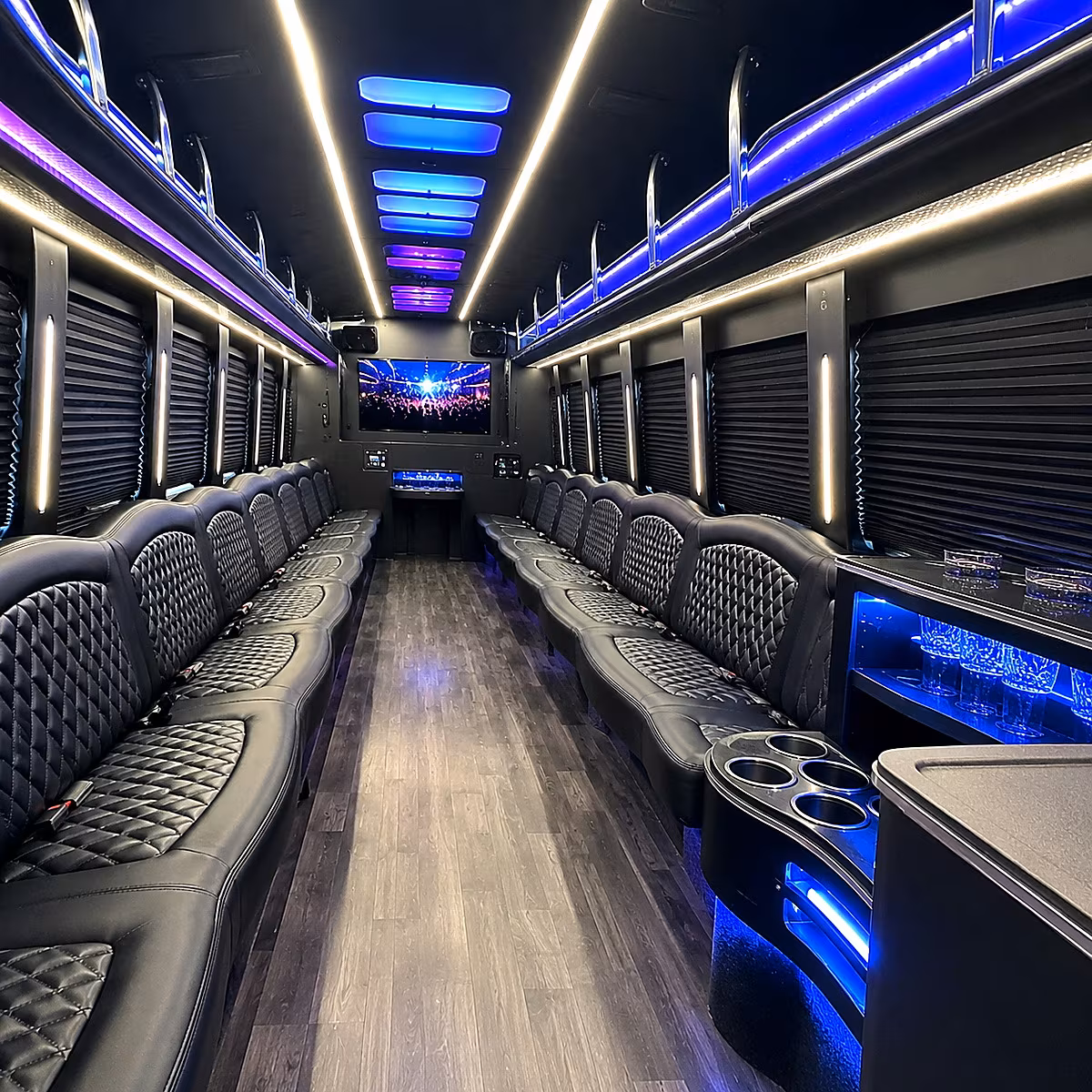 Dallas Prom & Homecoming Transportation party bus interior