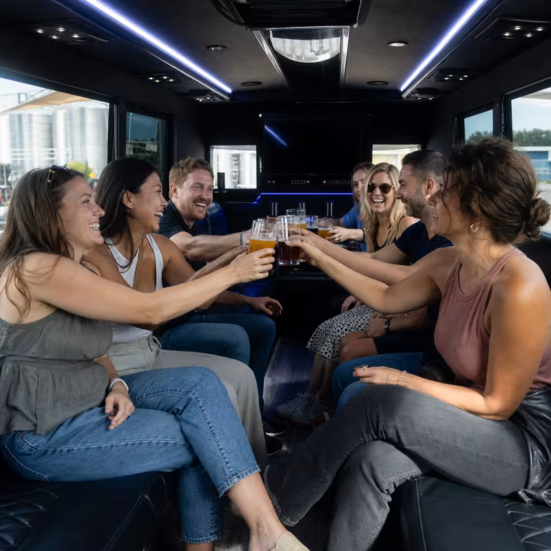 Black Mercedes Sprinter van staged for an Dallas Winery & Brewery Tour Transportation group